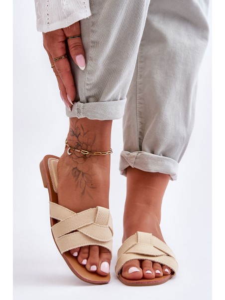 Women's Material Slippers Beige Aversa