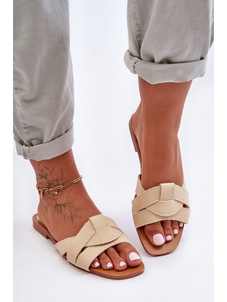 Women's Material Slippers Beige Aversa