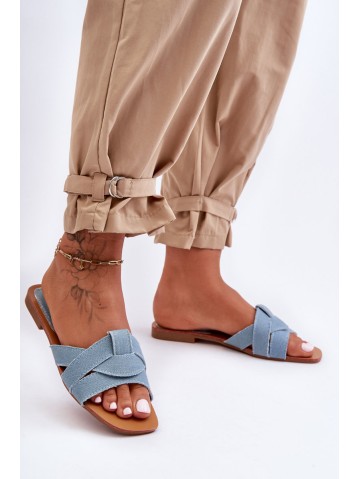 Women's Fabric Slippers Light Blue Aversa 2