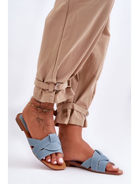 Women's Fabric Slippers Light Blue Aversa