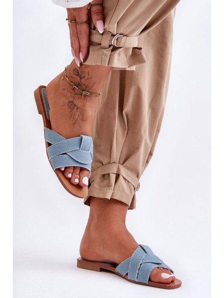 Women's Fabric Slippers Light Blue Aversa