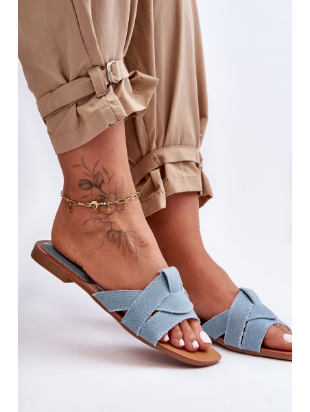 Women's Fabric Slippers Light Blue Aversa