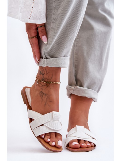 Women's Material Slippers White Aversa Women's Material Slippers White Aversa