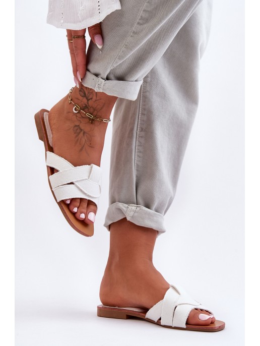 Women's Material Slippers White Aversa Women's Material Slippers White Aversa