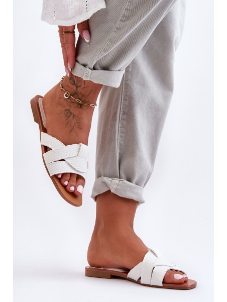 Women's Material Slippers White Aversa