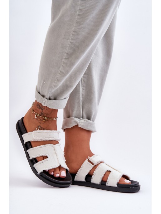 Women's Material Slip-Ons White Lamirose Women's Material Slip-Ons White Lamirose