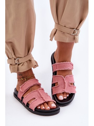 Women's Material Slippers With Velcro Pink Lamirose 2