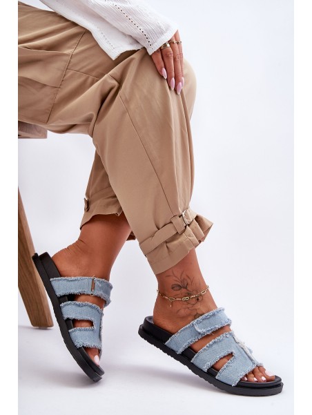 Women's Material Slippers Zip with Blue Lamirose