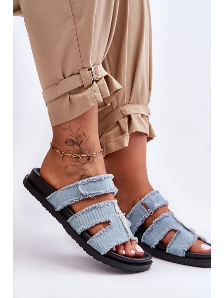 Women's Material Slippers Zip with Blue Lamirose