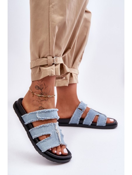 Women's Material Slippers Zip with Blue Lamirose