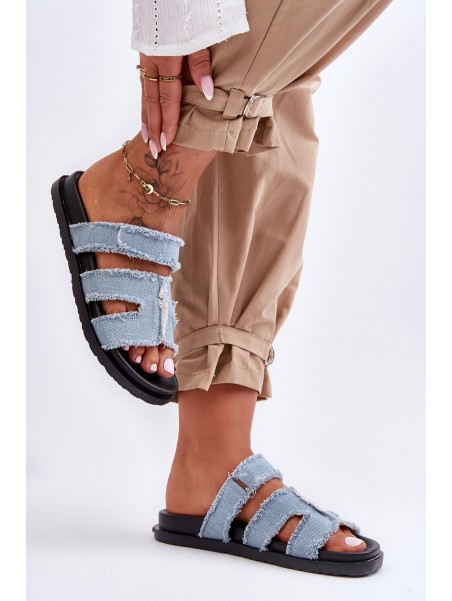 Women's Material Slippers Zip with Blue Lamirose