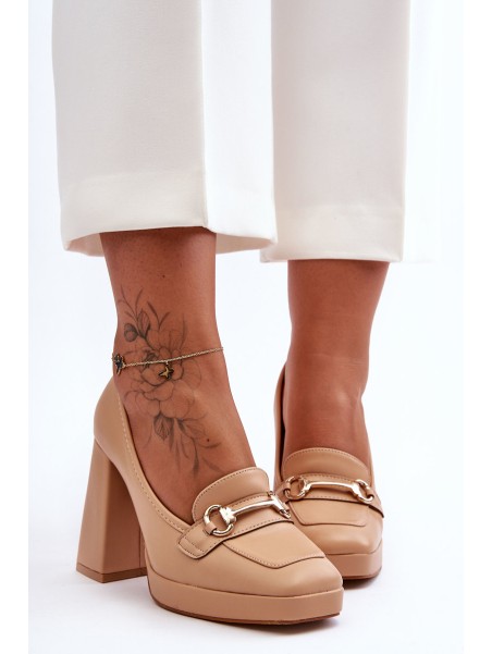 Stylish Leather Pumps Nude Rouse