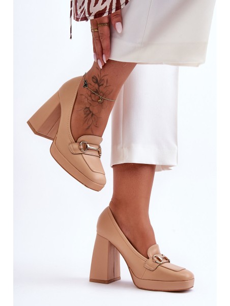 Stylish Leather Pumps Nude Rouse