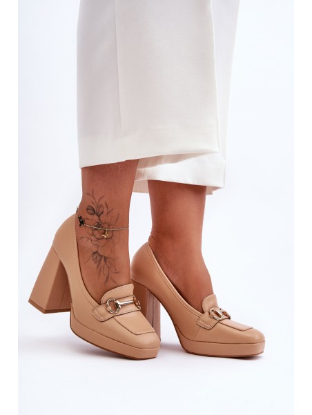 Stylish Leather Pumps Nude Rouse