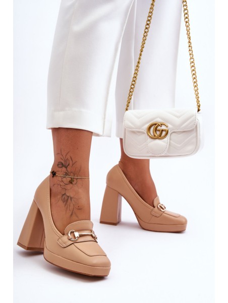 Stylish Leather Pumps Nude Rouse
