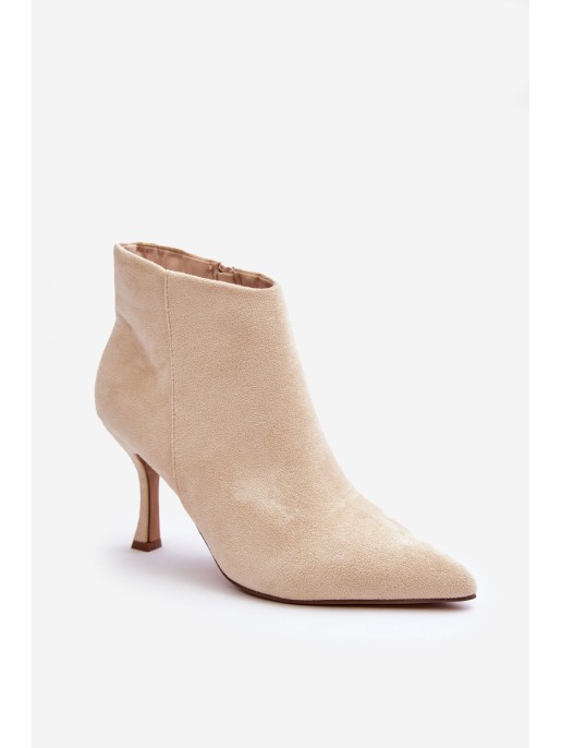 Women's Suede Ankle Boots With Heel Light Beige Merisa