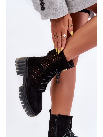 Lace-Up Booties Black Ideally 2