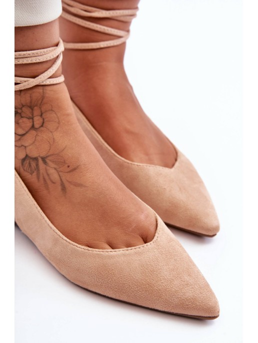 Moteriški zomšiniai suvarstomi baleto buteliai Nude Lilly Ann