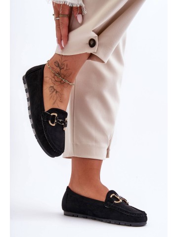 Women's Suede Moccasins with Ornament Black Dionira 2