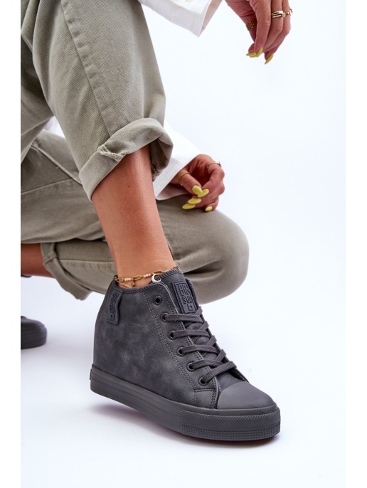 Women's Leather Sneakers On Platform Big Star MM274005 Grey