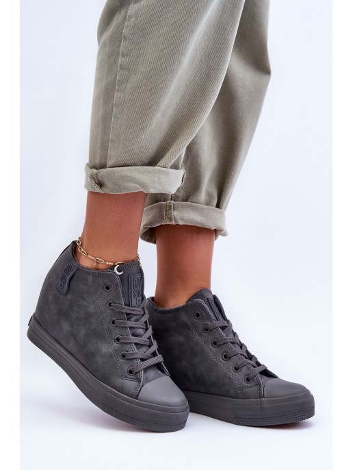 Women's Leather Sneakers On Platform Big Star MM274005 Grey