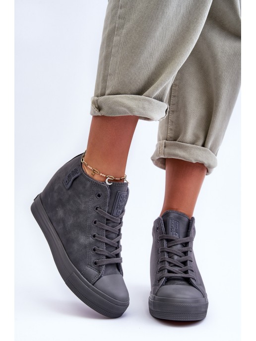 Women's Leather Sneakers On Platform Big Star MM274005 Grey