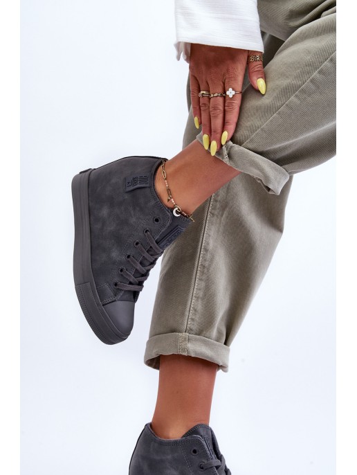 Women's Leather Sneakers On Platform Big Star MM274005 Grey