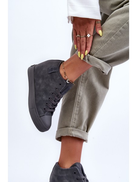 Women's Leather Sneakers On Platform Big Star MM274005 Grey