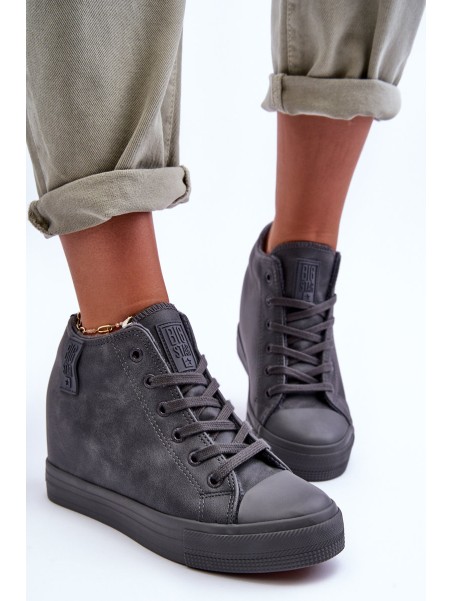 Women's Leather Sneakers On Platform Big Star MM274005 Grey