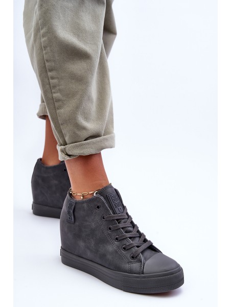 Women's Leather Sneakers On Platform Big Star MM274005 Grey