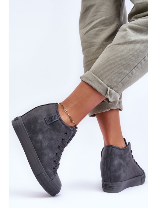 Women's Leather Sneakers On Platform Big Star MM274005 Grey