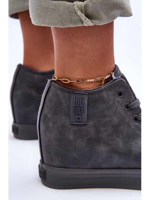 Women's Leather Sneakers On Platform Big Star MM274005 Grey