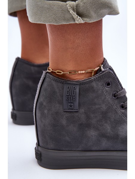 Women's Leather Sneakers On Platform Big Star MM274005 Grey