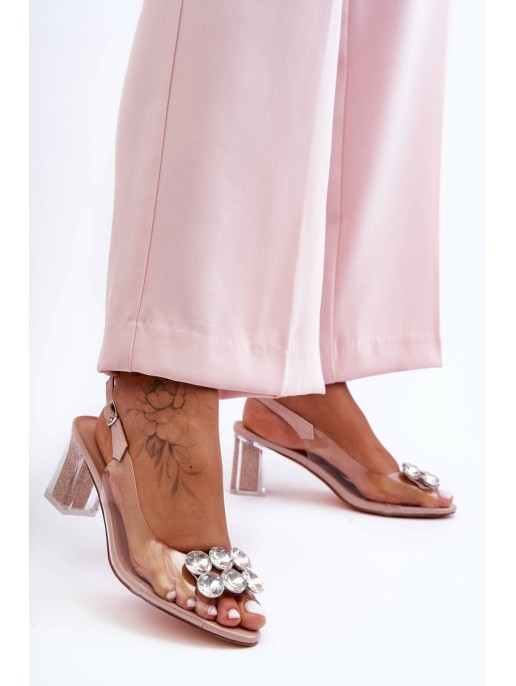 Women's Transparent Heels with Pink SBarski MR1037-43