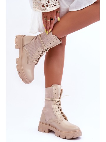 Women's Lace-up Booties Beige Marlissa 2