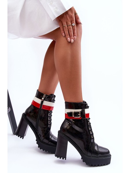 Odiniai batai su kulnais Juodi Adrijana