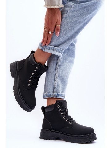 Women's Furry-Lined Lace-Up Boots Black Corbin 2