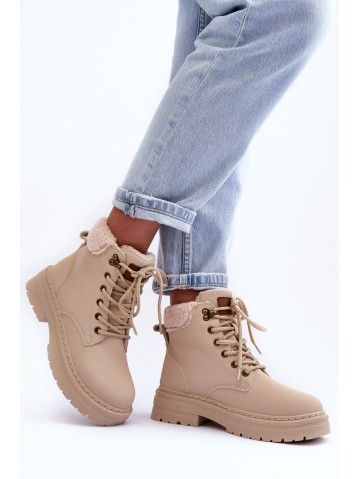 Women's Suede Trapper Boots Light Beige Jette 2