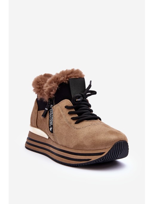 Fur Platform Sports Shoes Dark Beige Jamarie