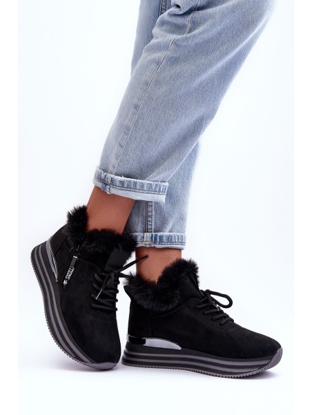Platform Furry Sports Shoes Black Jamarie