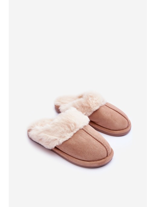 Women's Slippers with Fur Beige Pinky