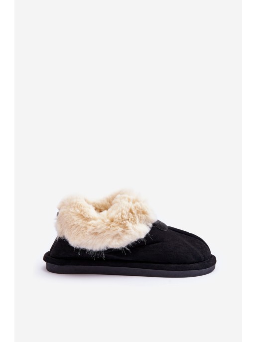 Women's Slippers With Fur Black Lanoze