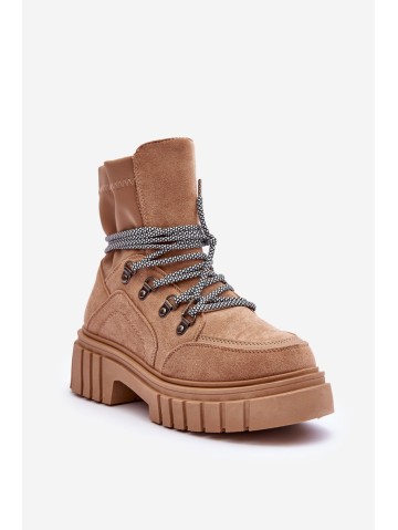 Women's Boots Suede Lace-Up Dark Beige Acorn