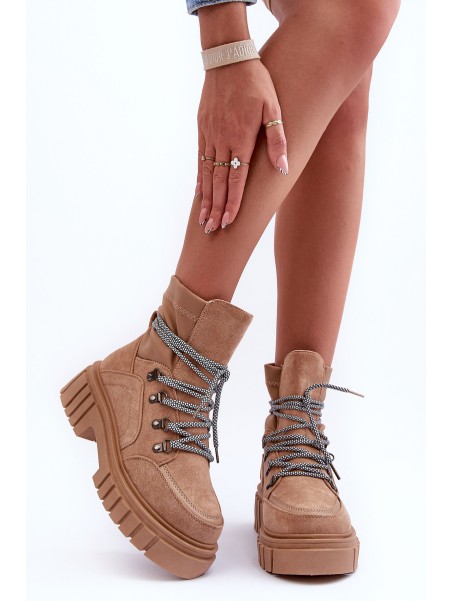 Women's Boots Suede Lace-Up Dark Beige Acorn