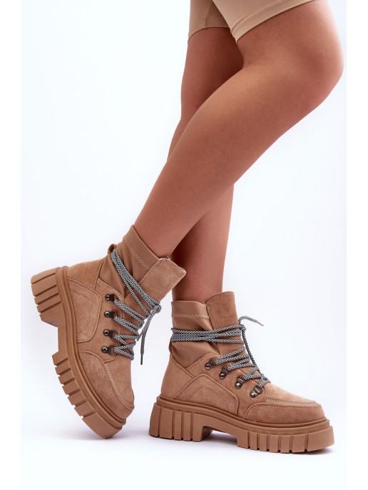 Women's Boots Suede Lace-Up Dark Beige Acorn