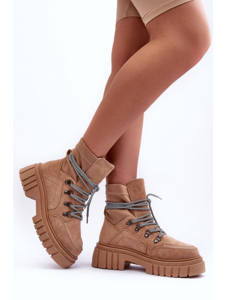 Women's Boots Suede Lace-Up Dark Beige Acorn