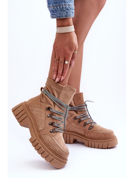 Women's Boots Suede Lace-Up Dark Beige Acorn