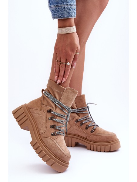 Women's Boots Suede Lace-Up Dark Beige Acorn