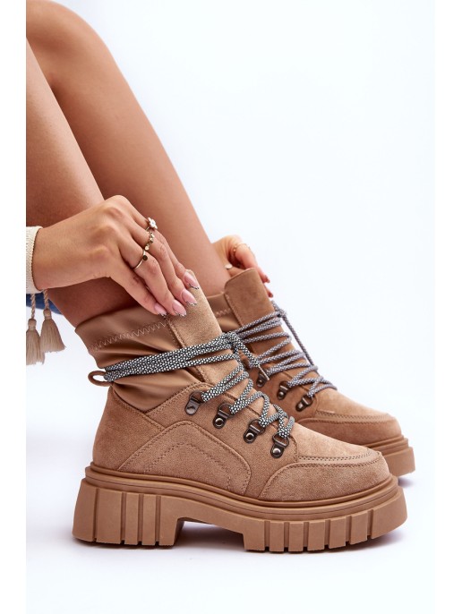 Women's Boots Suede Lace-Up Dark Beige Acorn