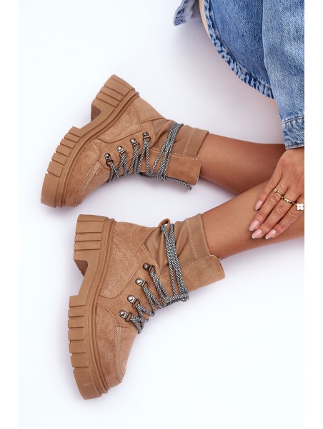 Women's Boots Suede Lace-Up Dark Beige Acorn